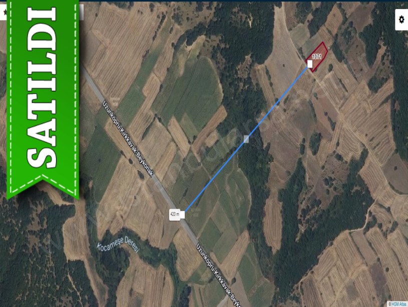Edirne Uzunköprü Kırkkavak Köyünde Satılık Tarla , 1,350 m2 Yolu Var Müstakil