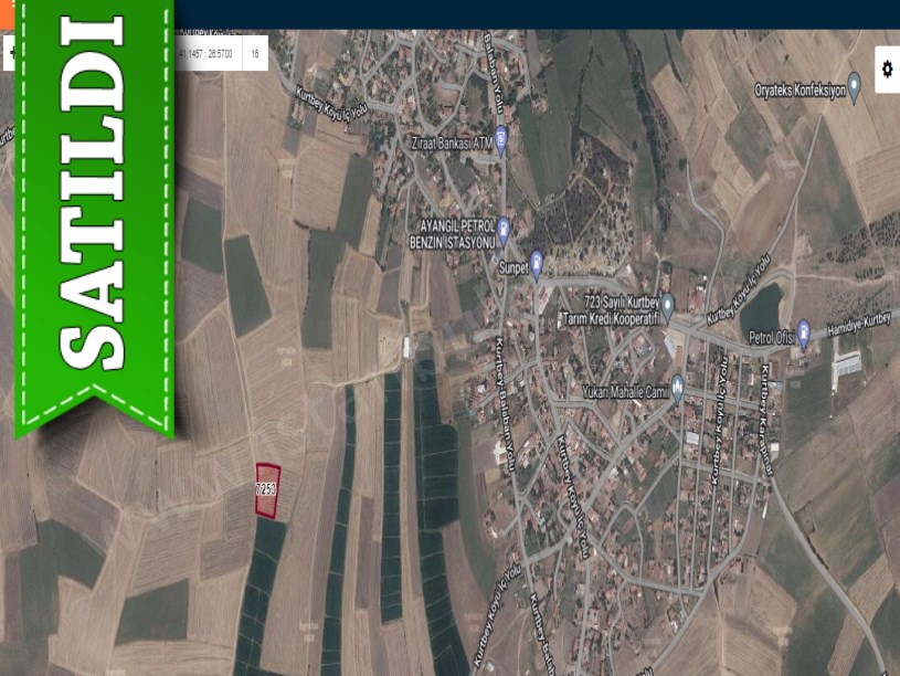 Edirne Uzunköprü Kurtbey Köyü Satılık Tarla , 3,658 M2 Müstakil Yolu Var