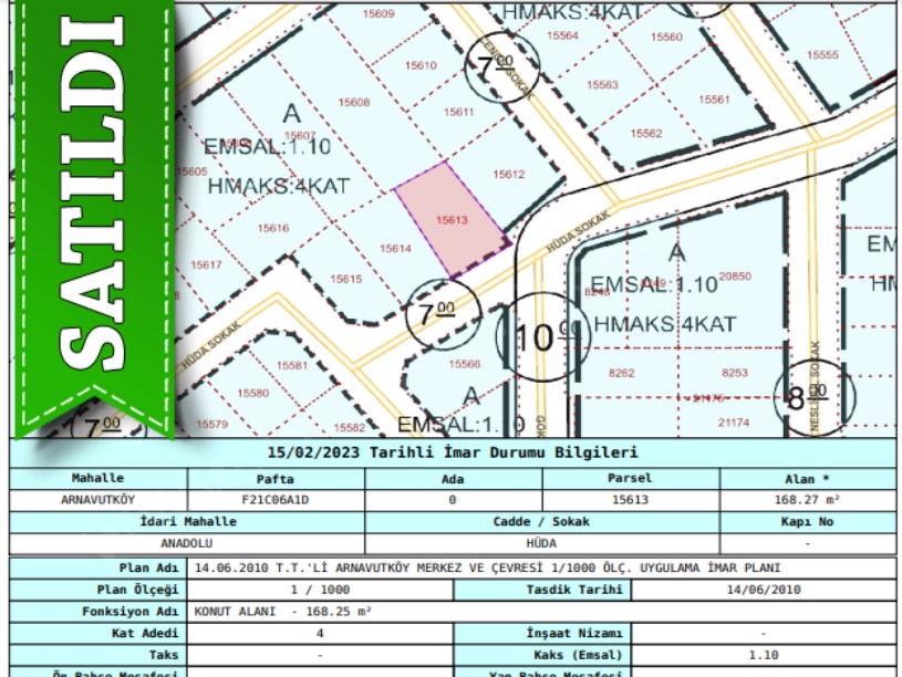 Arnavutköy Anadolu Mah, Satılık Arsa , 168 m2 Müstakil 2 Kat İmarlı