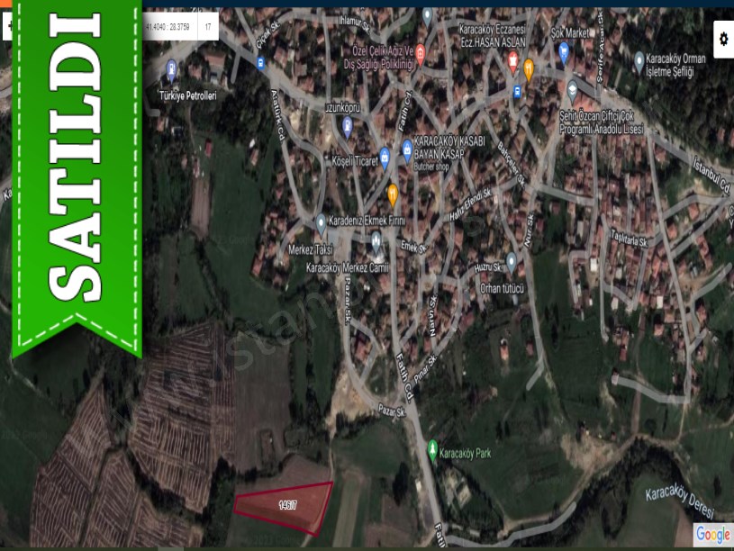 Çatalca Karacaköyde Satılık Arsa , 808 m2 Köy İçi Çevrili Yola Cephe 