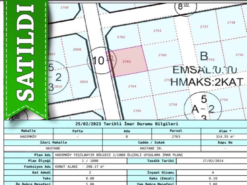 Arnavutköy Hadımköyde Satılık Arsa , 300 M2 Müstakil İmarlı