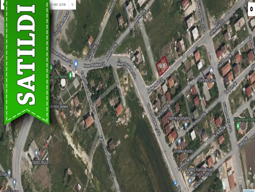 Arnavutköy Hadımköyde Satılık Arsa , 428 M2 Cadde Cephe Müstakil