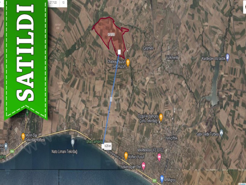 Tekirdağ Marmaraereğli Çeşmeli Mah Satılık Arsa , 1005  M2 Yolu Var