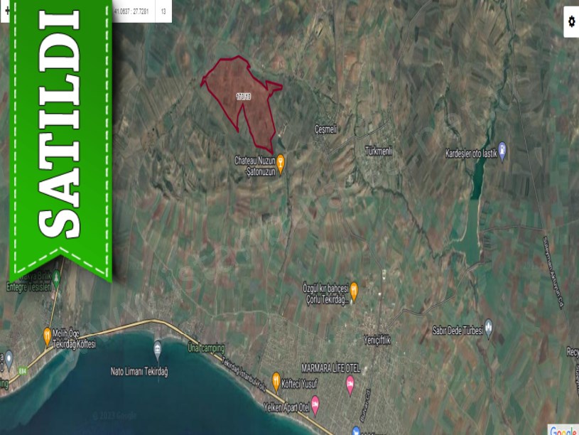 Tekirdağ Marmaraereğli Çeşmeli Mah Satılık Arsa , 1005  M2 Yolu Var