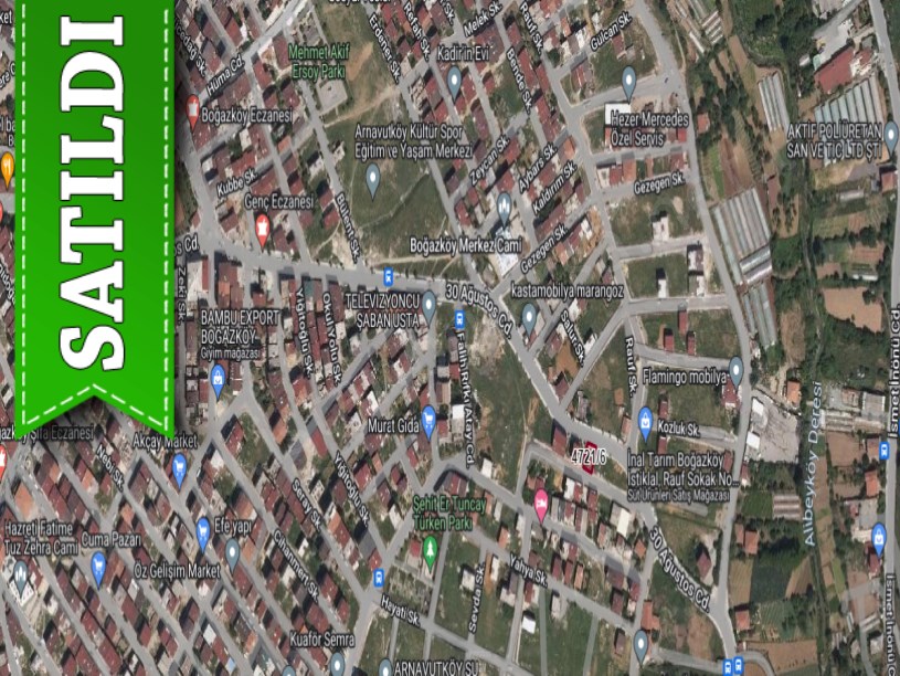 Arnavutköy Boğazköyde Satılık Arsa , 186 m2 30 Ağustos Caddesine Cephe Müstakil 