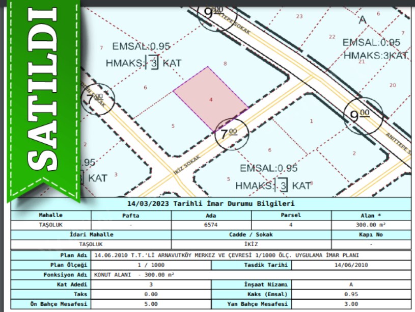 Arnavutköy Taşolukta Satılık Arsa , 300 M2 3 Kat Konut İmarlı 
