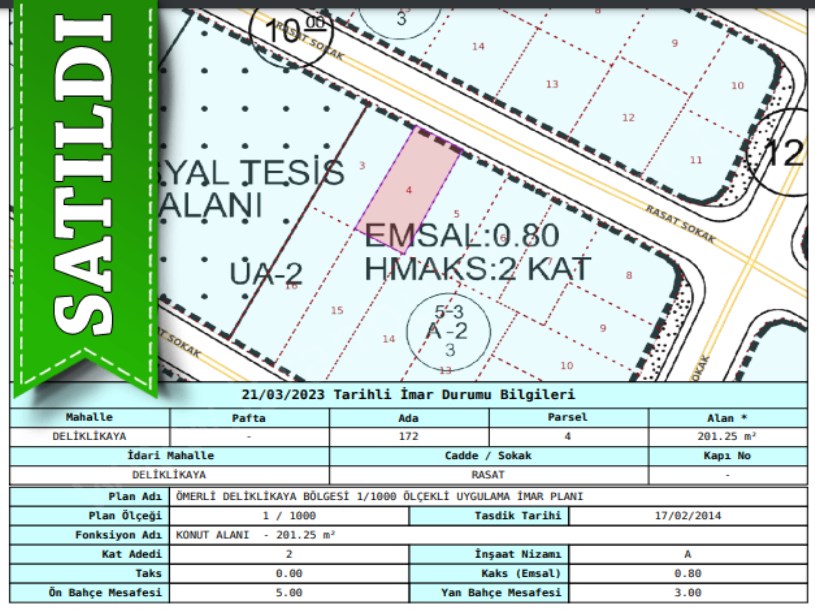Arnavutköy Delikkayada Satılık Arsa , 201 m2 2 Kat İmarlı Müstakil 