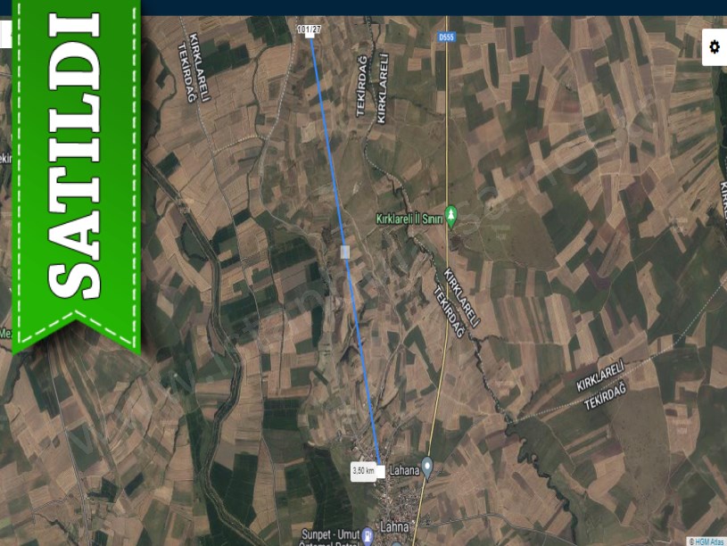Tekirdağ Hayrabolu Lahna Mah. Satılık Tarla , 1,872 m2 Müstakil 