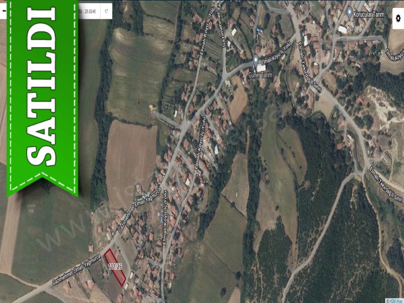 Edirne Uzunköprü Elmalı Köyünde Satılık Tarla , 1,317 m2 Köy Yoluna Cephe Evlerin Yakını 