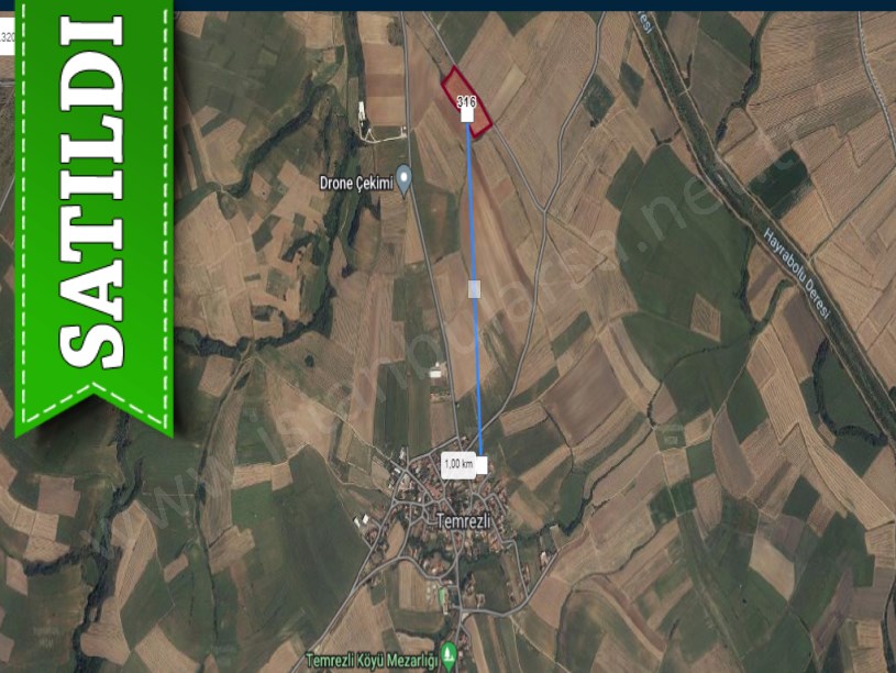  Tekirdağ Hayrabolu Temrezlide Satılık Arsa , 1,086 m2 Çaplı Yolu Var 