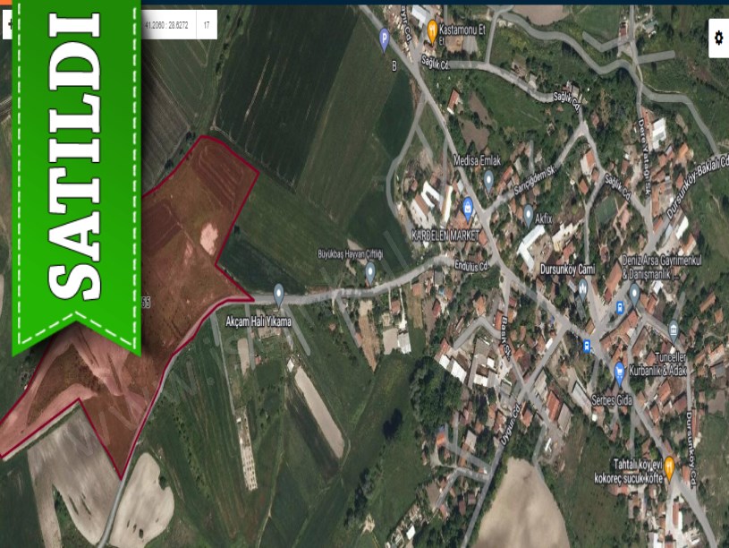 Arnavutköy Dursunköyde Satılık Arsa , 478 M2 Cadde Cephe Hisseli 