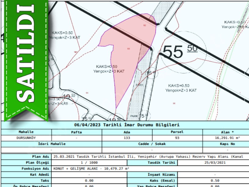 Arnavutköy Dursunköyde Satılık Arsa , 560 M2 Hisseli Caddeye Yakın