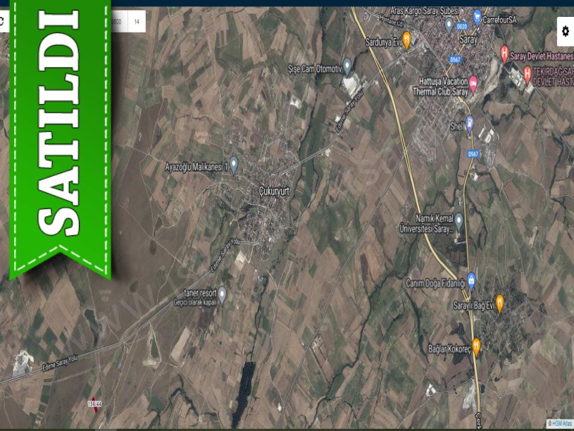 Tekirdağ Saray Çukuryurtta Satılık Tarla , 2,540 M2 Yolu Var Müstakil