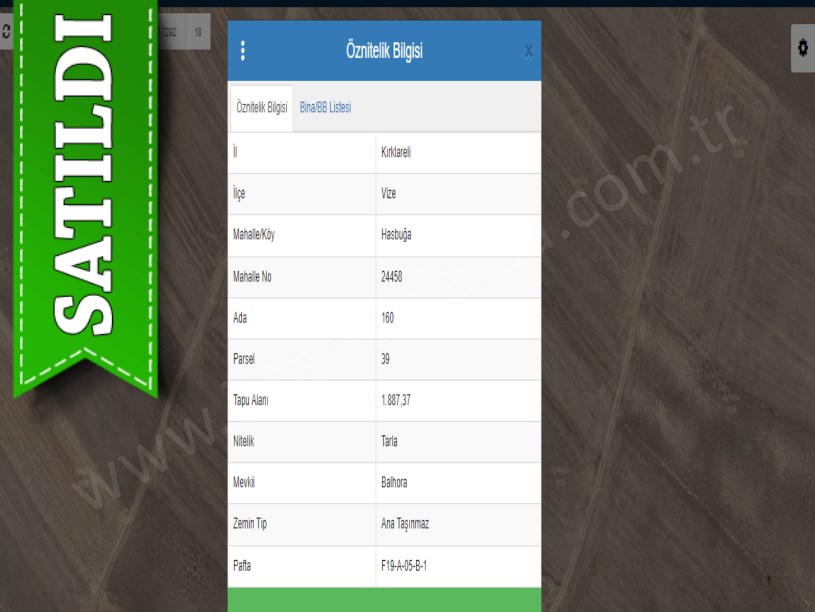 Kırklareli Vize Hasbuğa Köyünde  Satılık Tarla , 1,887 m2 Müstakil Yolu Var