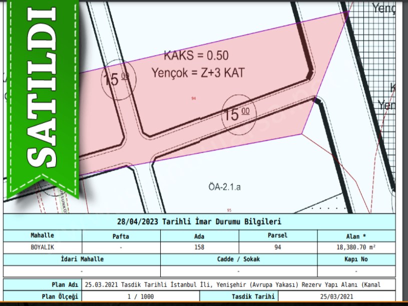 Arnavutköy Boyalıkta Satılık Arsa , 781 M2 Cadde Cephe Hisseli 