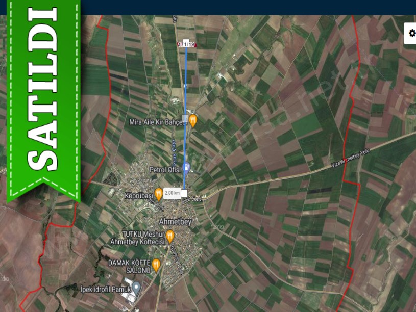 Kırklareli Lüleburgaz Ahmetbeyde Satılık Tarla , 7,744 M2 Asfalt Caddeye Cephe Müstakil