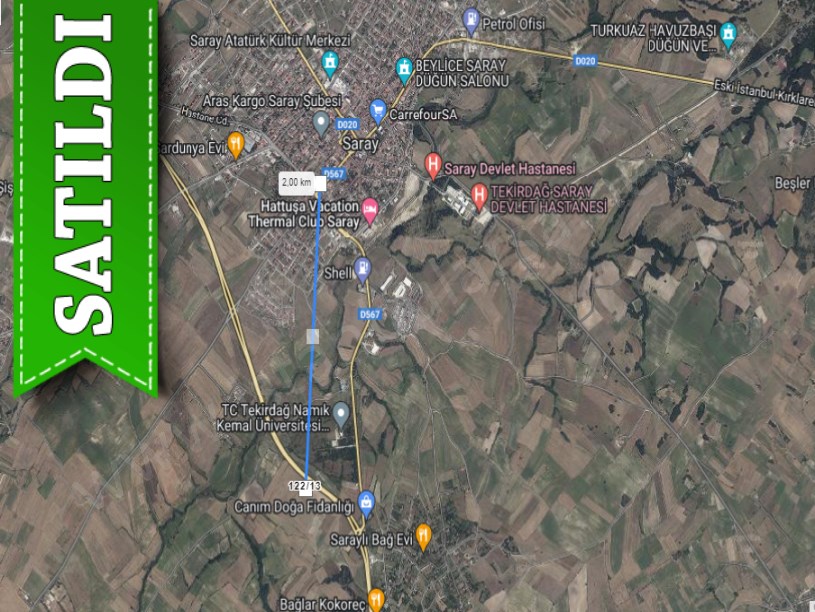 Tekirdağ Saray Ayaspaşada Satılık Arsa , 325 m2 Cadde Cephe 
