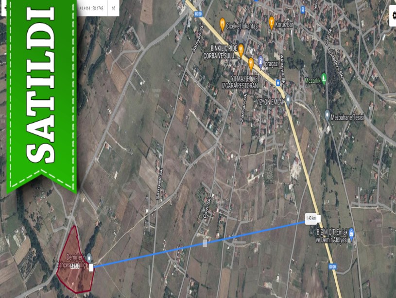 Çatalca Binkılıçta Satılık Arsa , 375 M2 Çevrili Yola Cephe