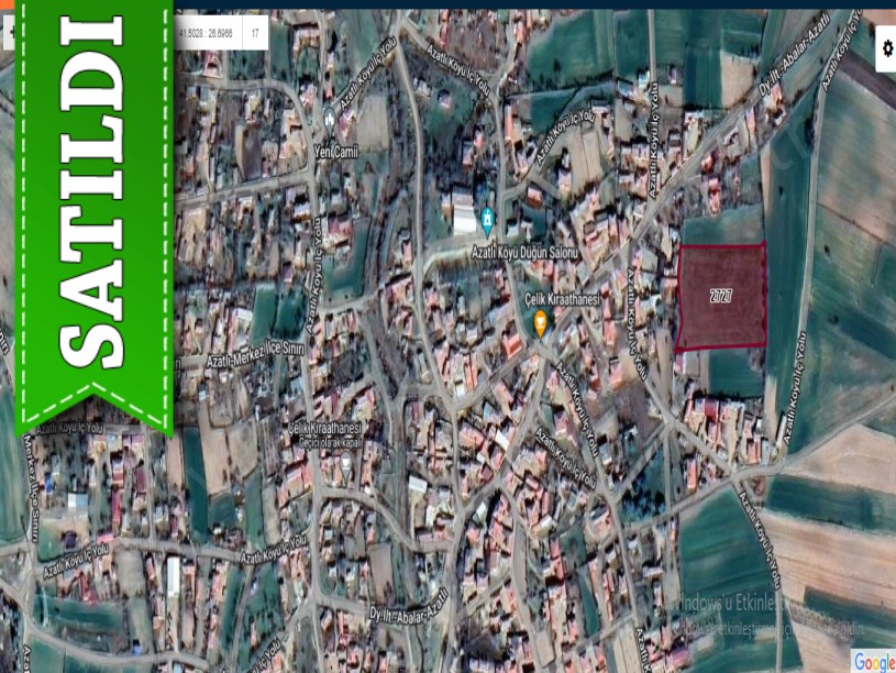 Edirne Havsa Azatlı Köyünde Satılık Arsa , 1000 M2 Hisseli Çaplı Merkezde