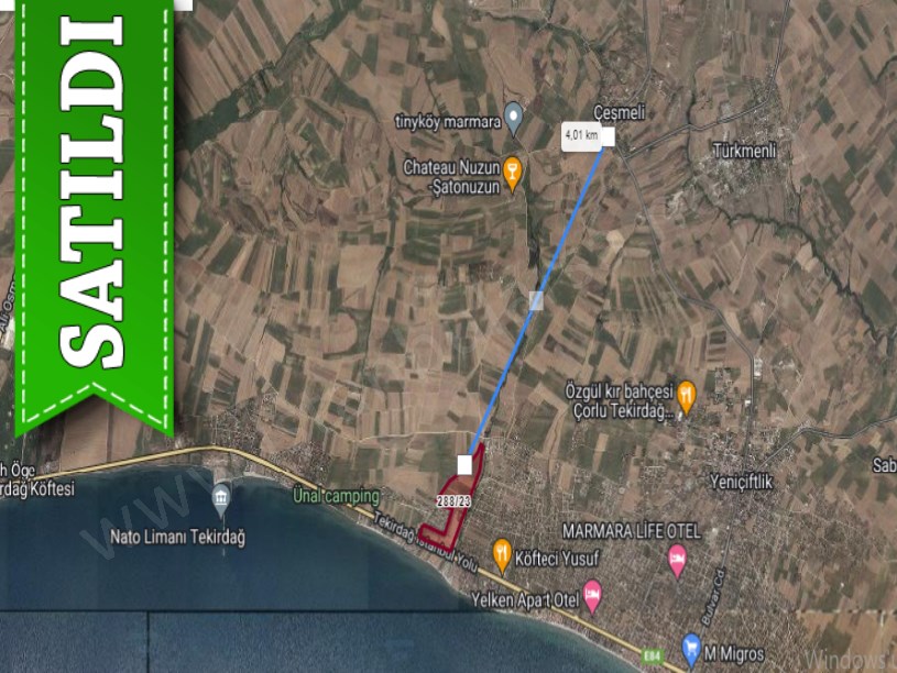 Tekirdağ Marmaraereğli Çeşmeli Mah Satılık Arsa , 289 M2 Denize Yakın Hisseli