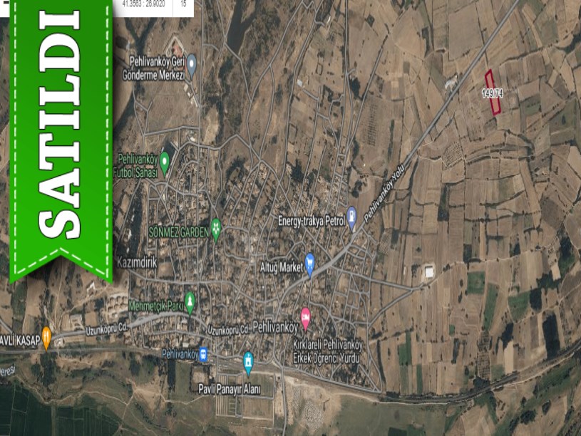 Kırklareli Pehlivanköy Kurtuluş Köyünde Satılık Arsa , 363 M2 Hisseli Yolu Var