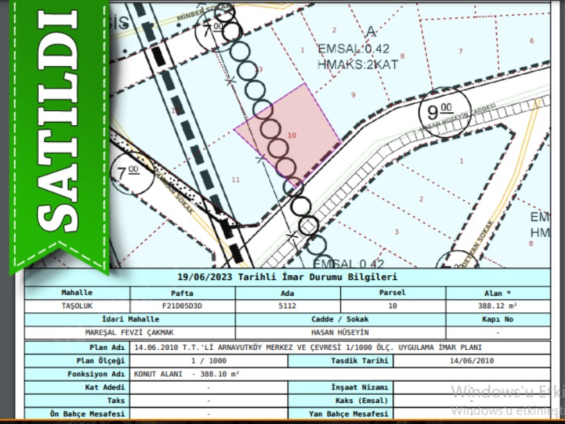 Arnavutköy Taşolukta Satılık Arsa , 388 m2 Cadde Cephe Müstakil İmarlı