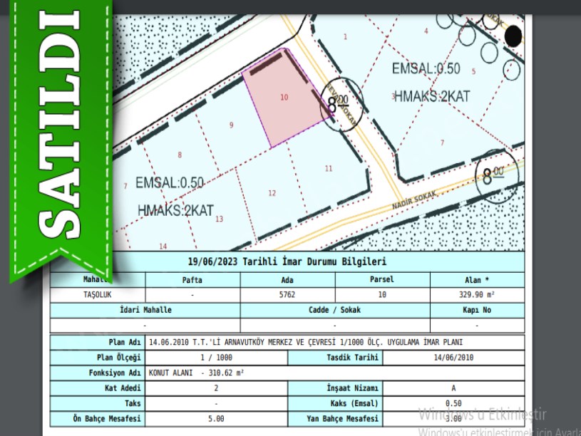 Arnavutköy Taşolukta Satılık Arsa , 330 m2 Cadde Cephe Müstakil Konut İmarlı 