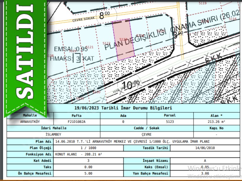 Arnavutköy İslambeyde Satılık Arsa , 213 M2 Müstakil 3 Kat İmarlı