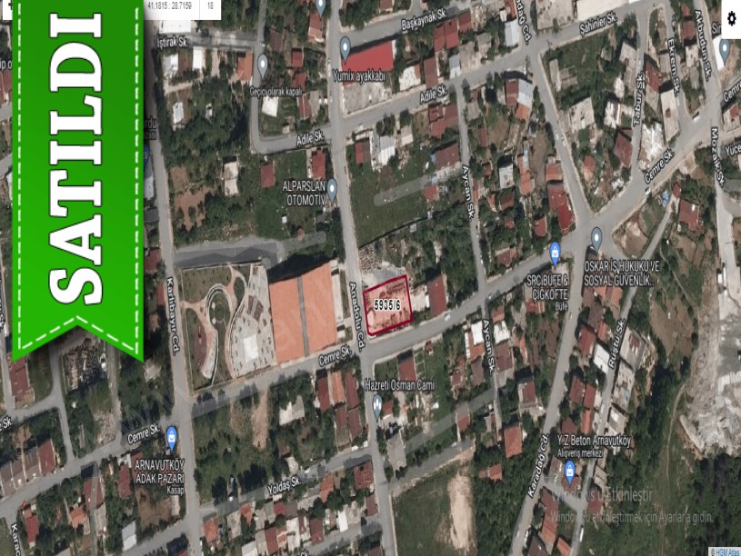 Arnavutköy Haraççıda Satılık Arsa , 745 M2 Köşebaşı Cadde Cephe