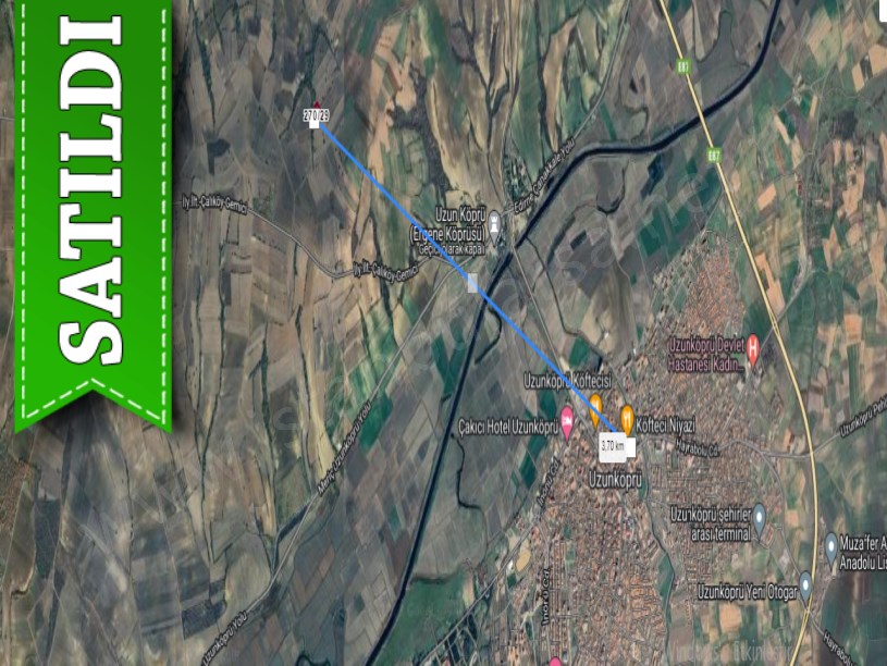 Edirne  Uzunköprü Muradiye Mah Satılık Tarla , 6,800 m2 Müstakil Asfalta Yakın