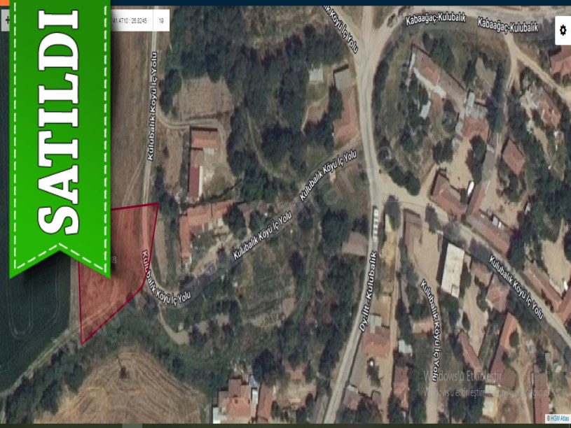 Edirne Havsa Kulubalık Köyünde Satılık Arsa , 1,140 m2 Tek Tapu İmarlı Yolu Var