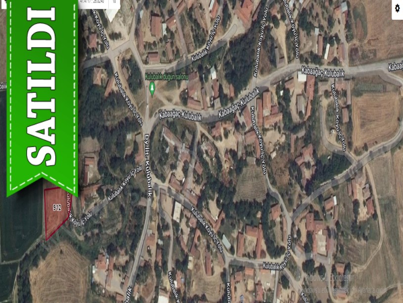 Edirne Havsa Kulubalık Köyünde Satılık Arsa , 1,140 m2 Tek Tapu İmarlı Yolu Var