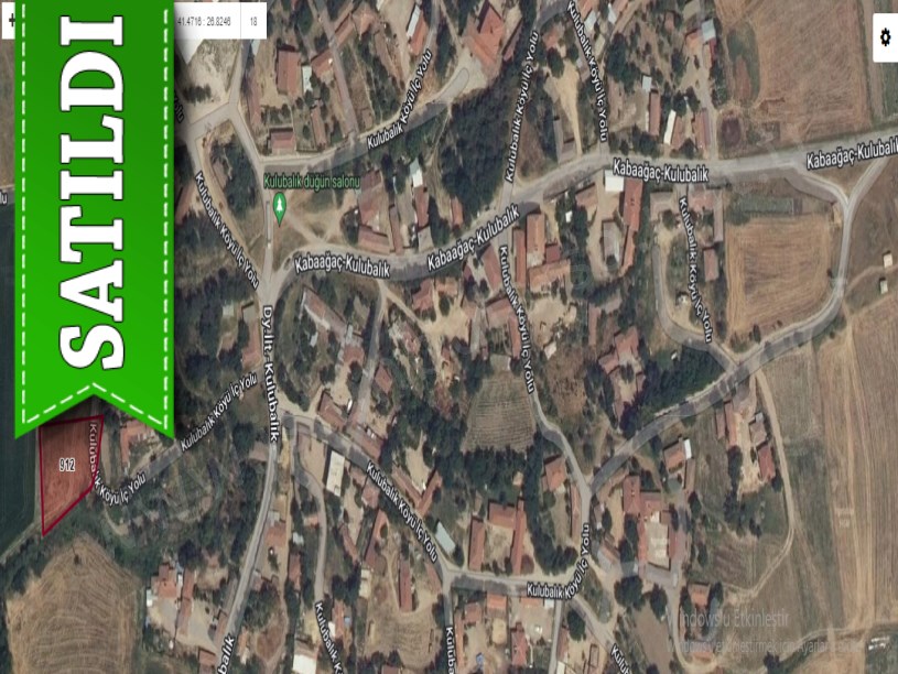 Edirne Havsa Kulubalık Köyünde Satılık Arsa , 1,140 m2 Tek Tapu İmarlı Yolu Var