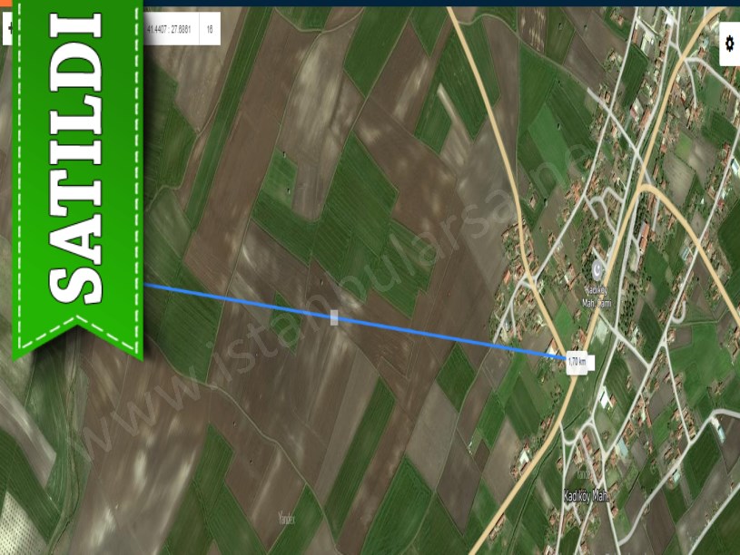 Tekirdağ Saray Kadıköyde Satılık Tarla , 5,122 m2 Tek Tapu Köye Yakın Yolu Var