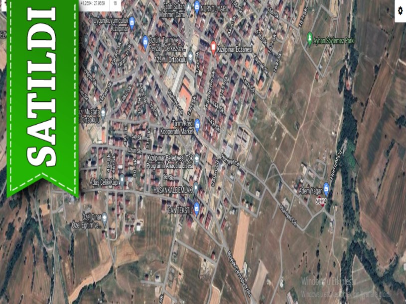 Tekirdağ Çerkezköy Kızılpınar Mah, Satılık Arsa , 504 m2 Cadde Cephe İmarlı