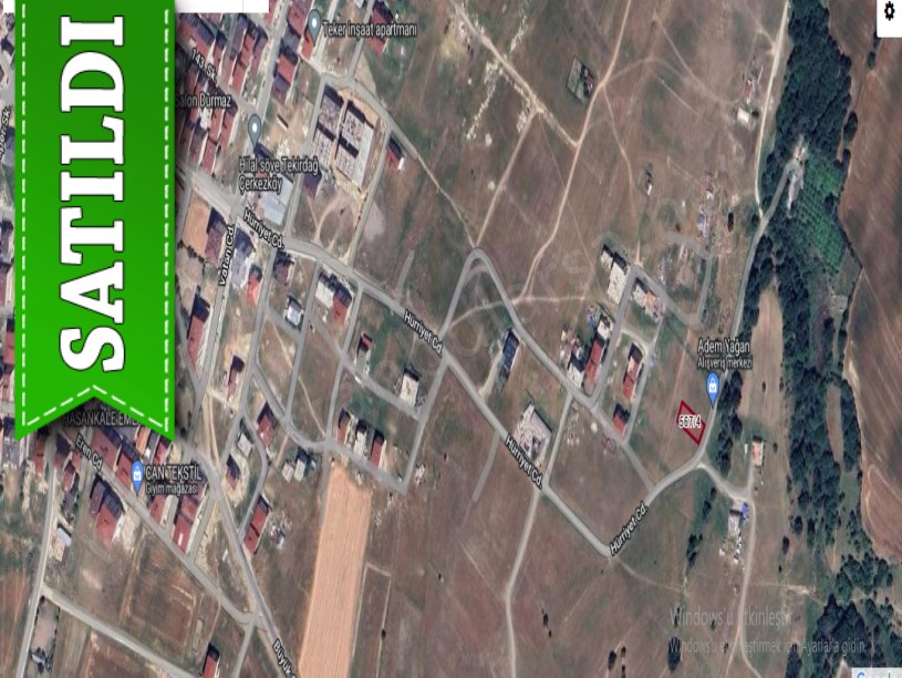 Tekirdağ Çerkezköy Kızılpınar Mah, Satılık Arsa , 504 m2 Cadde Cephe İmarlı