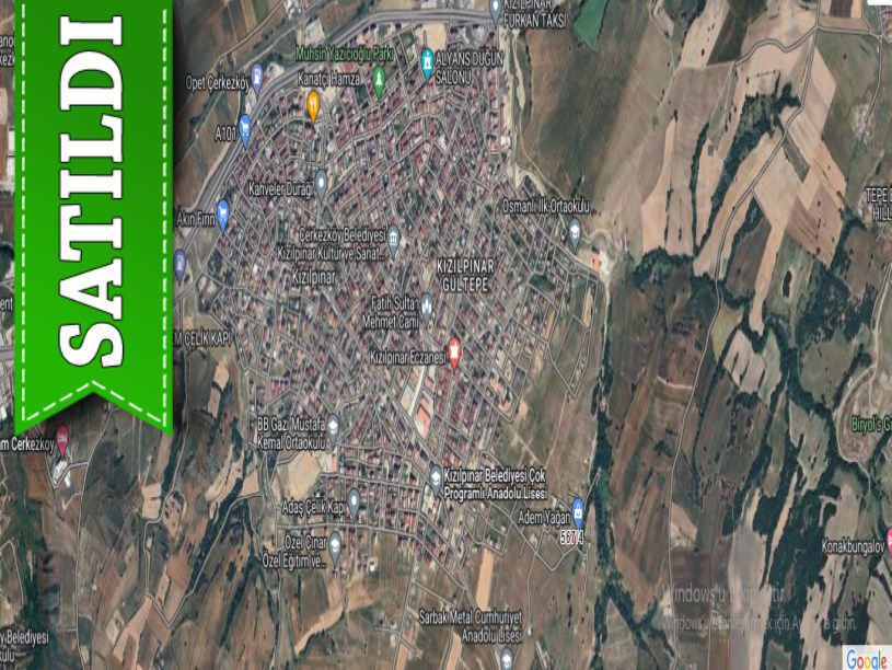 Tekirdağ Çerkezköy Kızılpınar Mah, Satılık Arsa , 504 m2 Cadde Cephe İmarlı