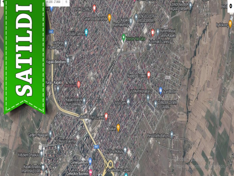 Tekirdağ  Kapaklıda Satılık Arsa , 270 m2 Köşe Başı Merkezde 