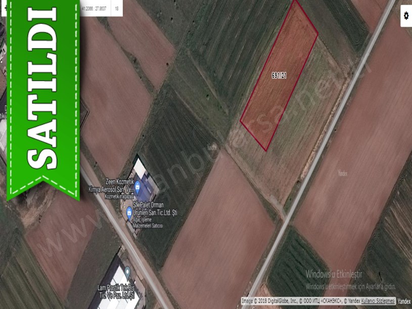Tekirdağ Ergene Velimeşede Satılık Arsa , 5,692 m2 Sanayi İmarlı Osb İçinde