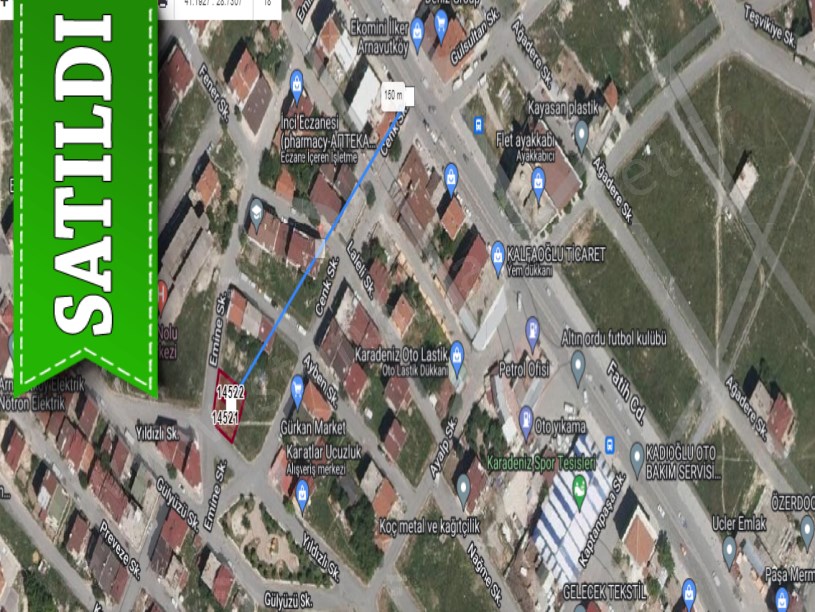 Arnavutköy Mustafa Kemalpaşa Mah Satılık Arsa , 300 m2 Köşebaşı İmarlı Arsa