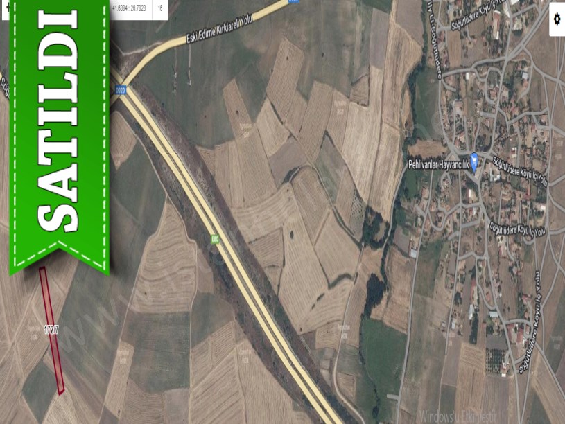 Edirne Havsa Söğütlüdere Köyünde Satılık Tarla  , 6,692 m2 Tek Tapu Yolu Var
