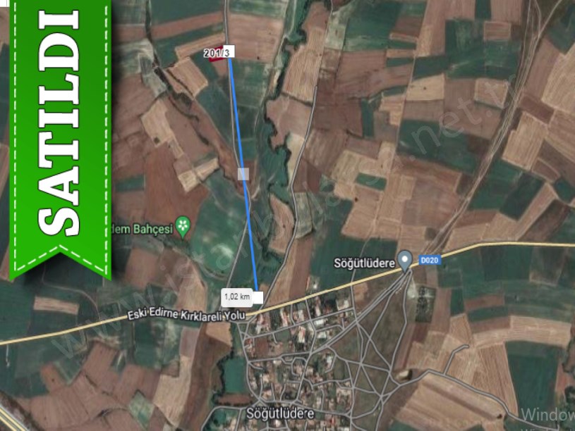 Edirne Havsa Söğütlüdere Köyünde Satılık Tarla , 3 Dönüm Müstakil Asfalt Cephe