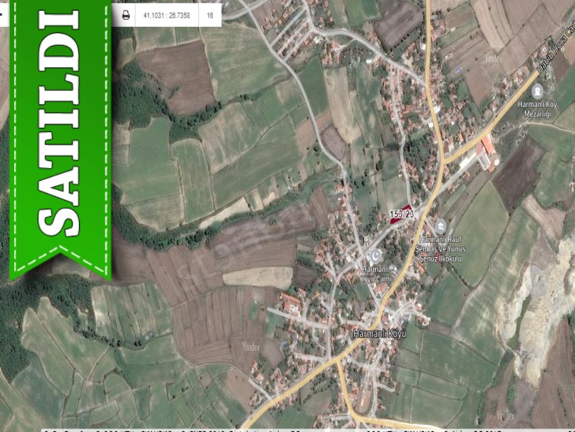 Edirne Uzunköprü Harmanlı Köyünde Satılık Arsa , 831 m2 İmarlı Köyiçi Müstakil