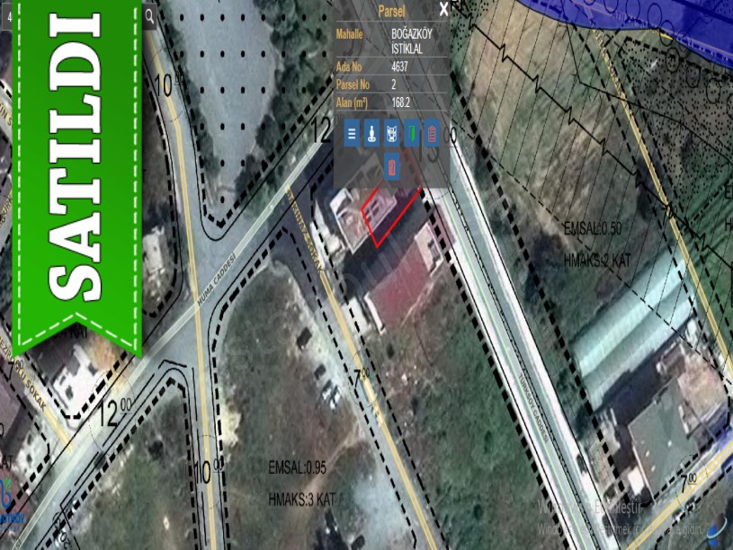 Arnavutköy Boğazköyde Satılık Arsa , 168 m2 Cadde Cephe 3 Kat İmarlı