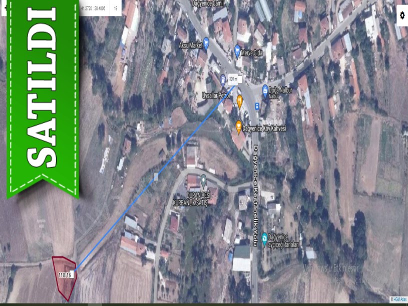 Çatalca Dağyenicede Satılık  Arsa , 208 M2 Çaplı Çevrili Yolu Var