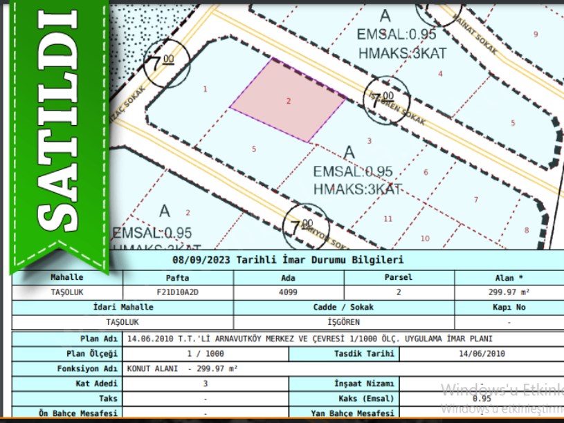 Arnavutköy Taşolukta Satılık Arsa , 150 m2 Merkezde Hisseli
