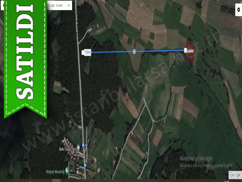 Çatalca Karacaköyde Satılık Arsa , 6,747 M2 Yolu Var Hisseli