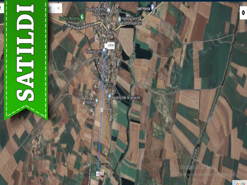 Edirne Havsa Hasköy Satılık Tarla , 1,423 m2 Yolu Var Müstakil