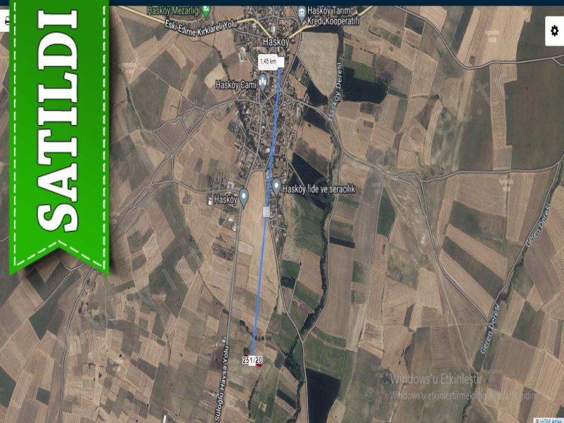 Edirne Havsa Hasköy Satılık Tarla , 1,421 M2 Tek Tapu Yolu Var