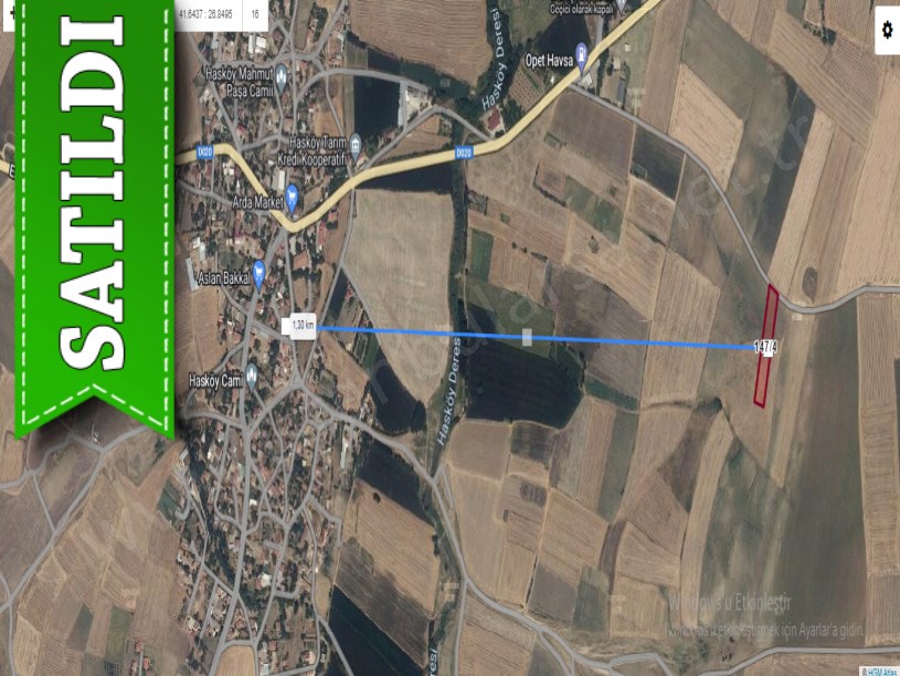 Edirne Havsa Hasköy Satılık Tarla , 4,346 m2 Yola Cephe Müstakil